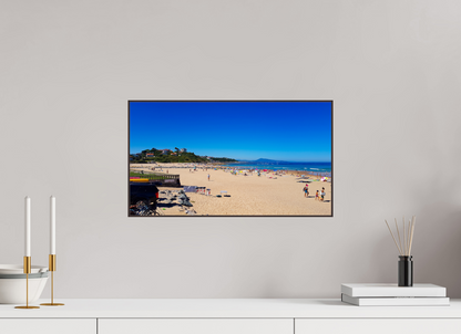 48 x 27 cm, ArtBox bois Aulne brun 16:9 Journée ensoleillée sur une plage animée