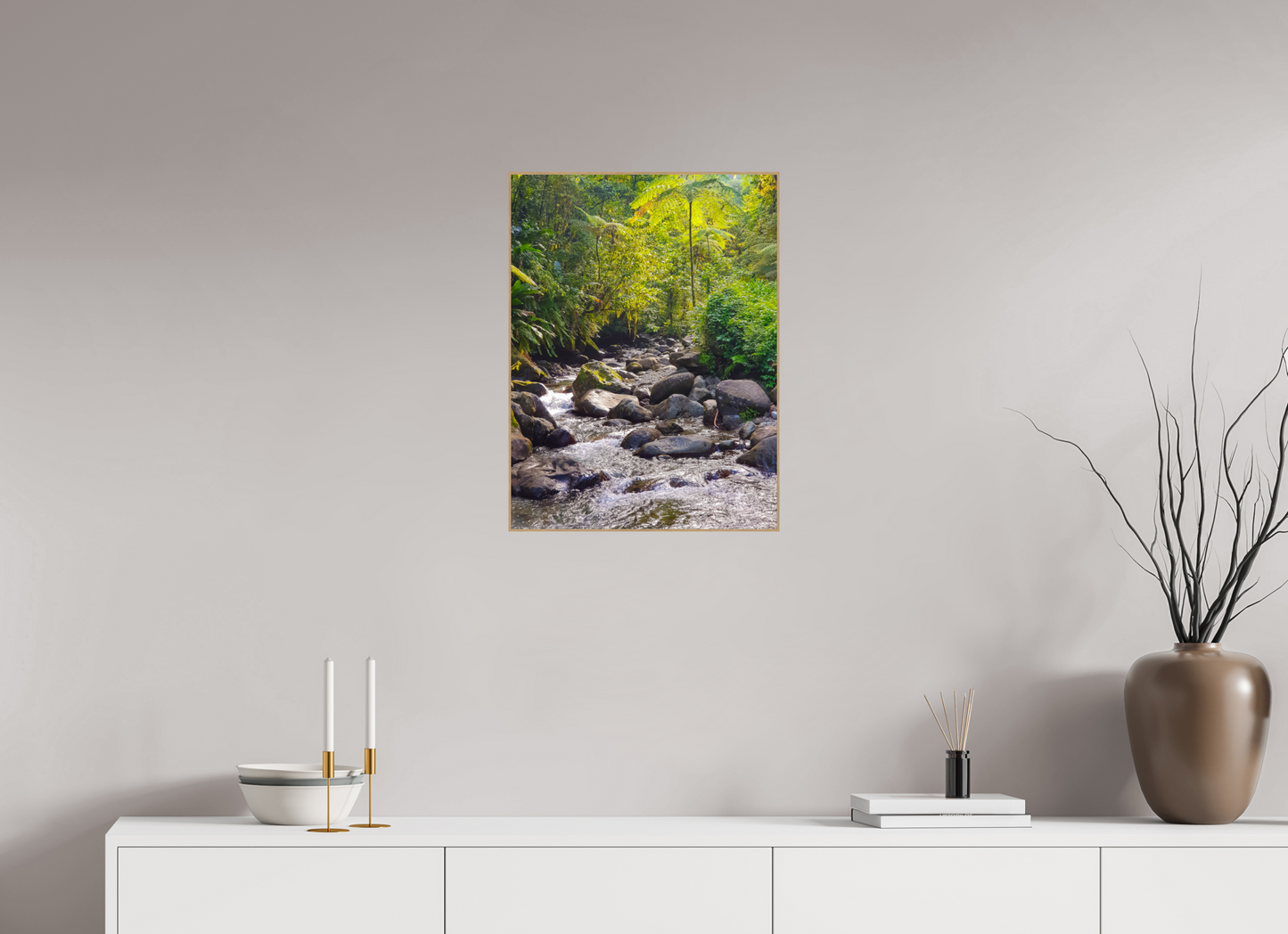 45 x 60 cm, 5. ArtBox bois Chêne nature Petit Rivière Traversant la Forêt