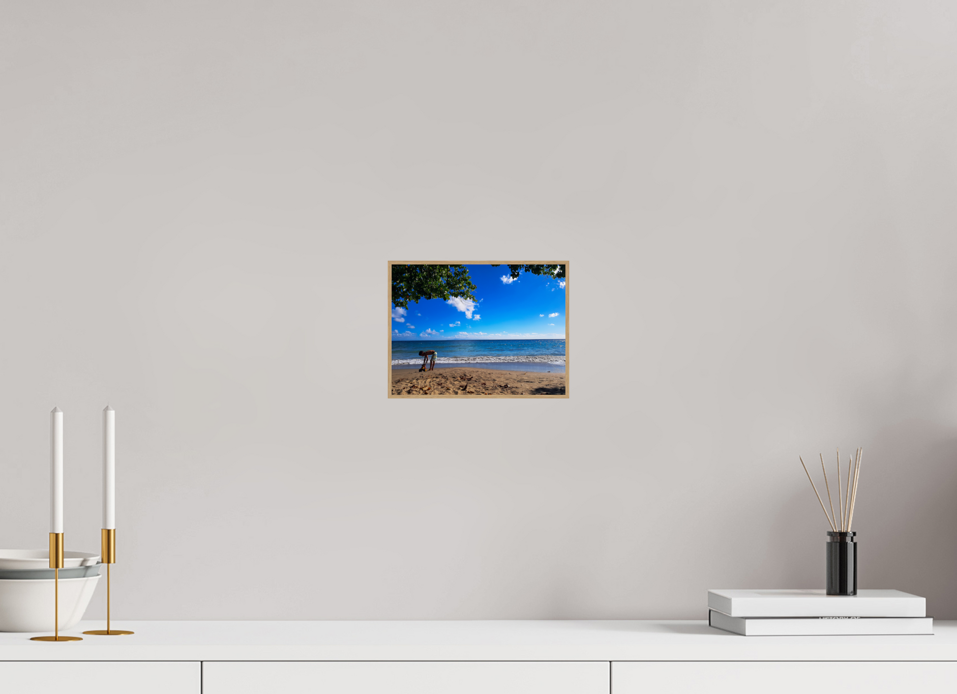 20 x 15 cm, 5. ArtBox bois Chêne nature Un Enfant Joue au Bord de la Plage