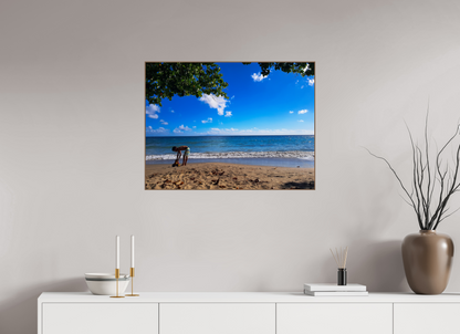 80 x 60 cm, 6. ArtBox bois Noyer Un Enfant Joue au Bord de la Plage