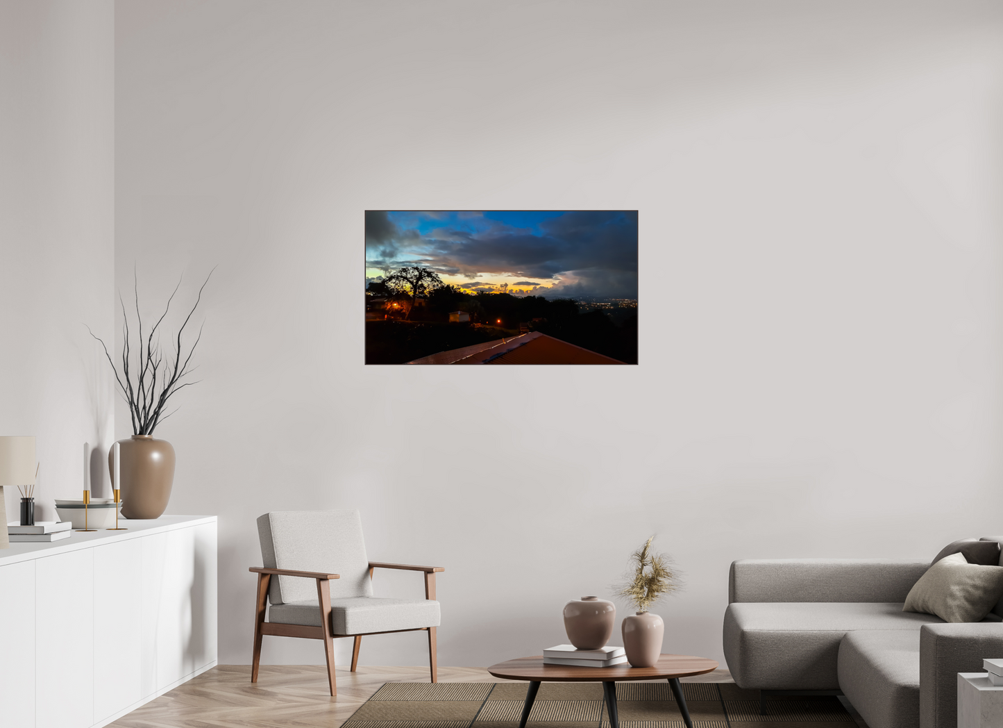 112 x 63 cm, ArtBox bois Aulne brun 16:9 Coucher de Soleil sur la Vallée