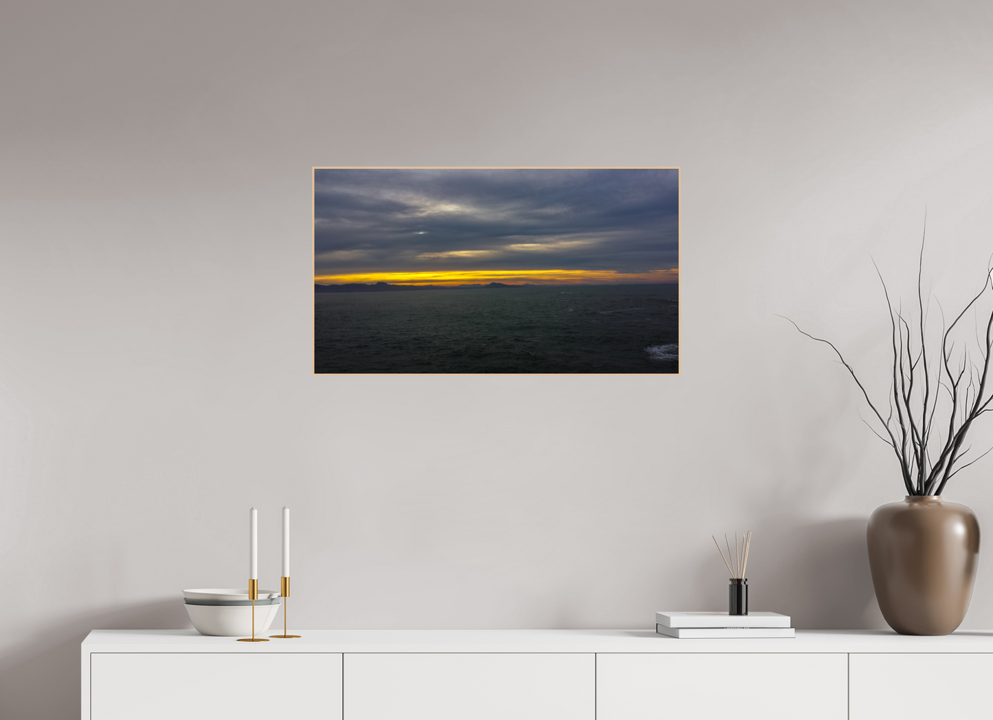 80 x 45 cm, 3. ArtBox bois Erable nature Horizon sur l'Océan au Crépuscule