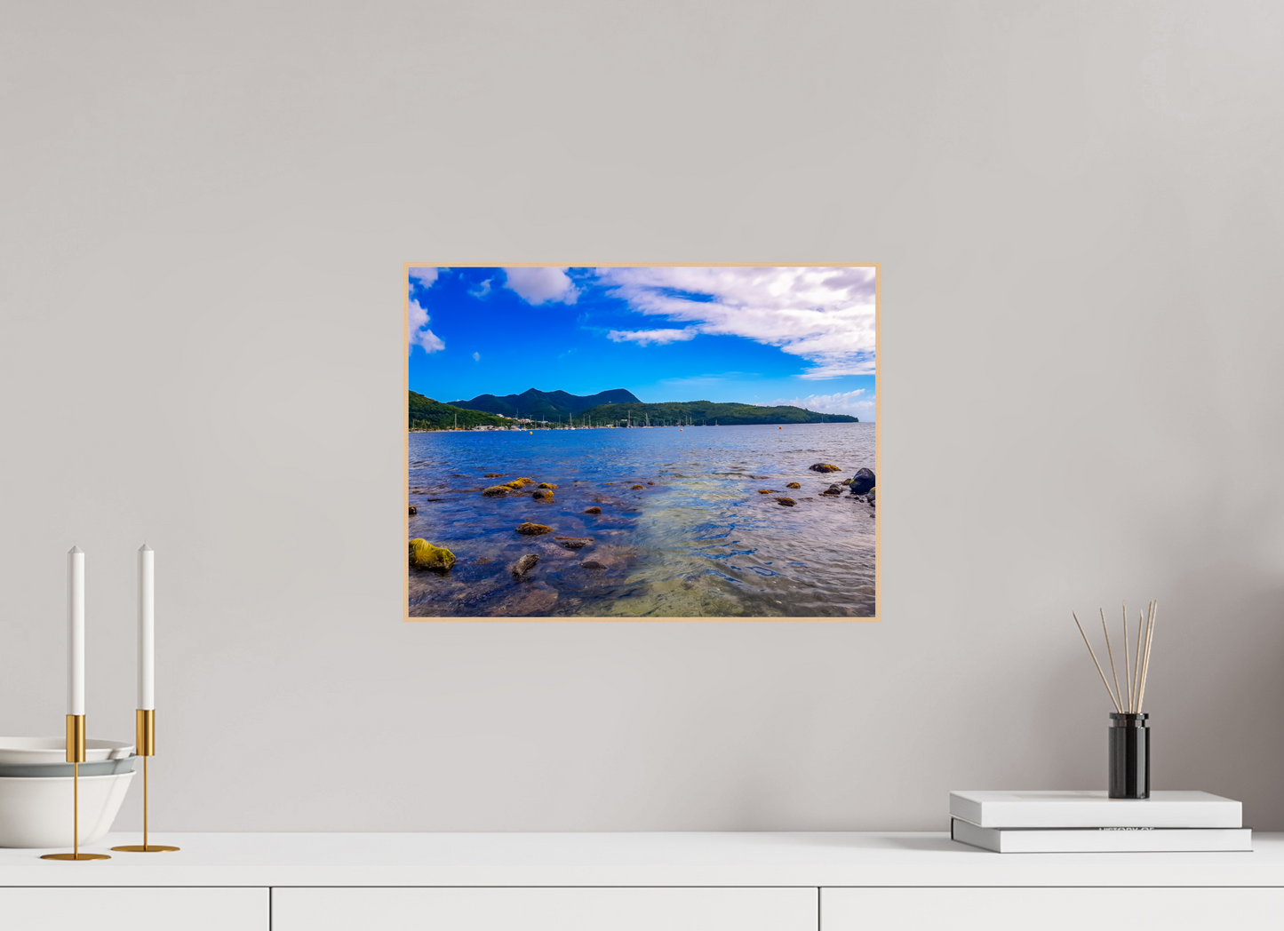 40 x 30 cm, 3. ArtBox bois Erable nature Vue Idyllique des Caraïbes