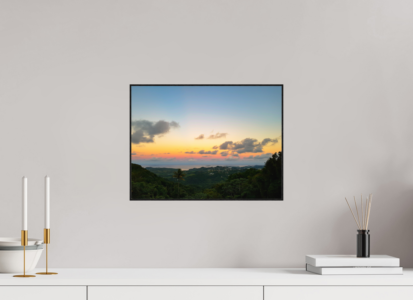 40 x 30 cm, 2. ArtBox bois Chêne noir Coucher de Soleil Tropical