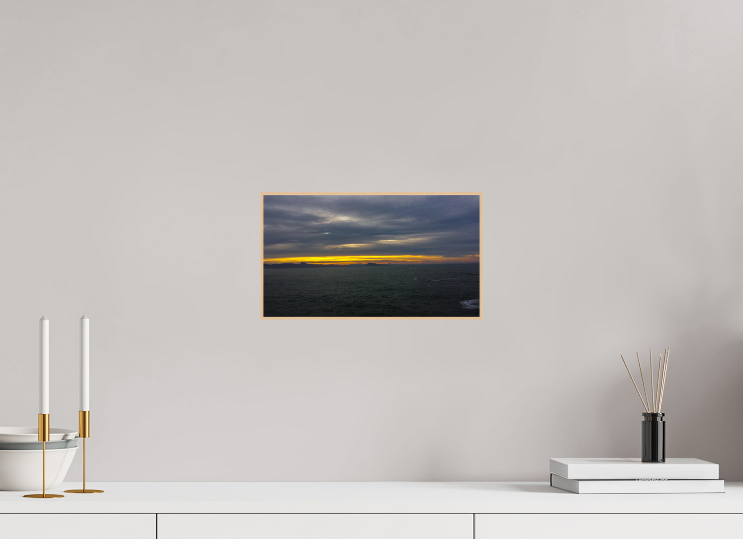 32 x 18 cm, 3. ArtBox bois Erable nature Horizon sur l'Océan au Crépuscule