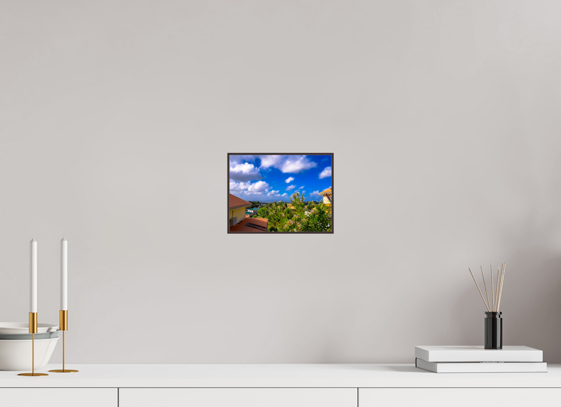 20 x 15 cm, ArtBox bois Aulne brun Vue Panoramique sur des Toits de Maisons