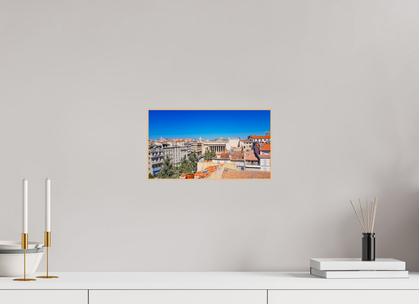 32 x 18 cm, 3. ArtBox bois Erable nature Toits en Tuiles d'une Ville Historique