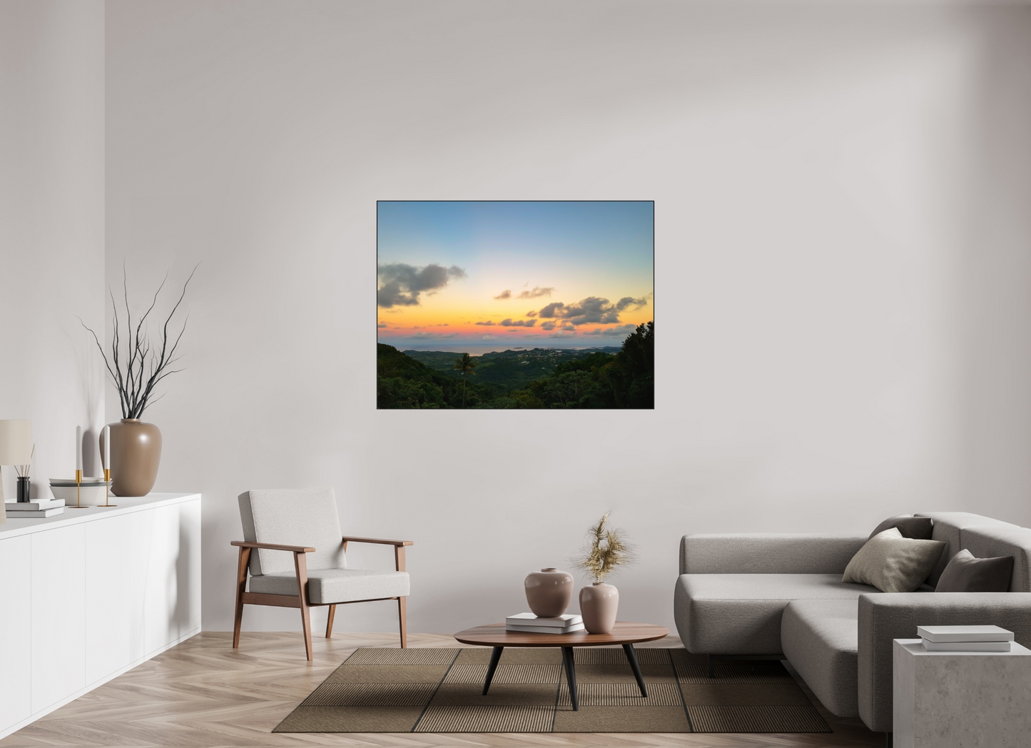 140 x 105 cm, 2. ArtBox bois Chêne noir Coucher de Soleil Tropical