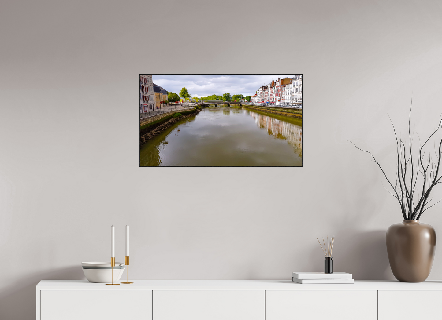 80 x 45 cm, 2. ArtBox bois Chêne noir Vue de la Nive à Bayonne