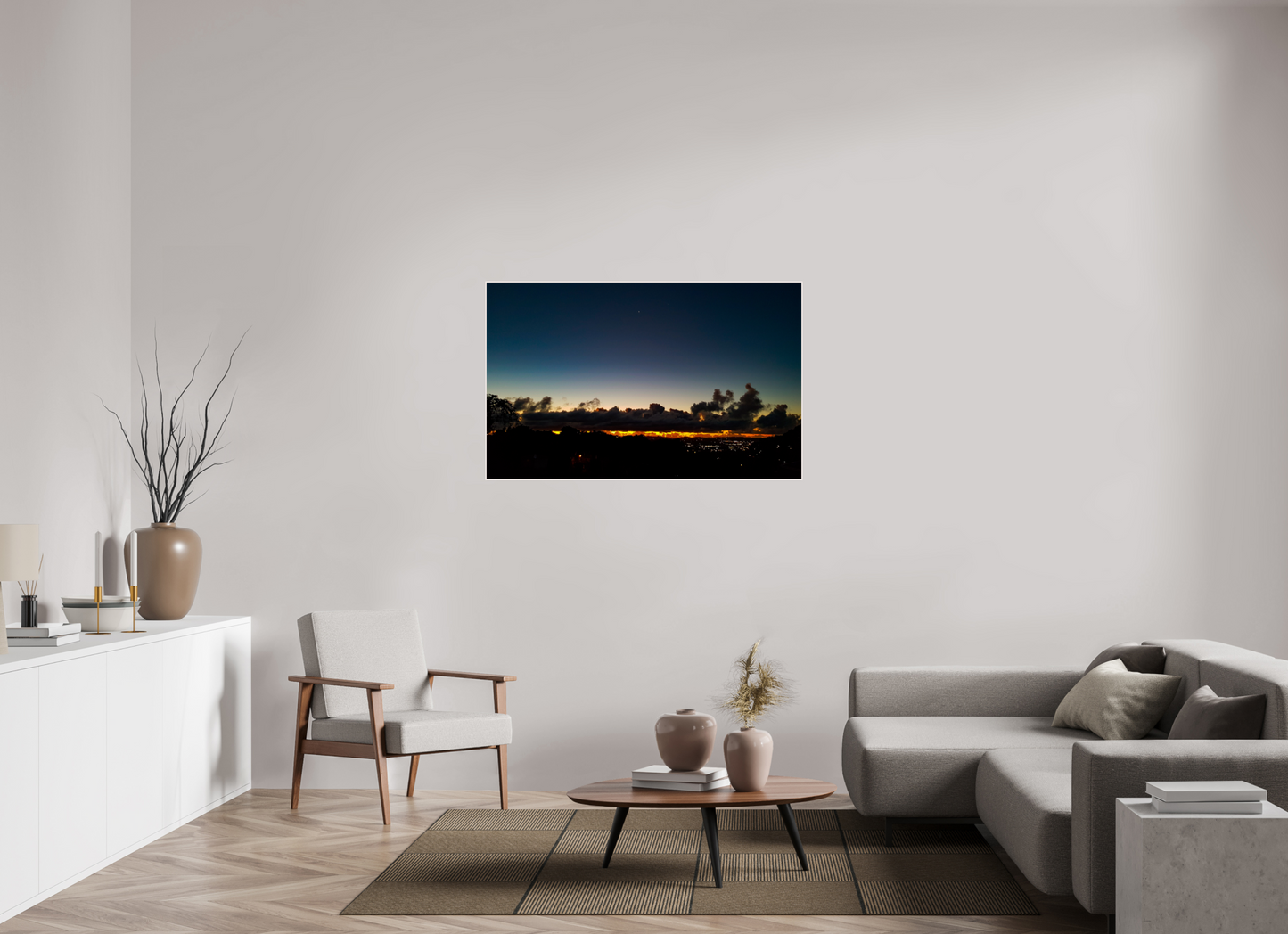 128 x 80 cm, 4. ArtBox bois Erable blanc Ciel au crépuscule sur l'horizon