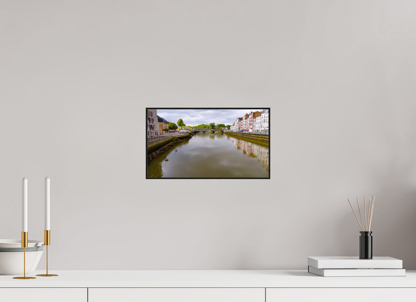 32 x 18 cm, 2. ArtBox bois Chêne noir Vue de la Nive à Bayonne