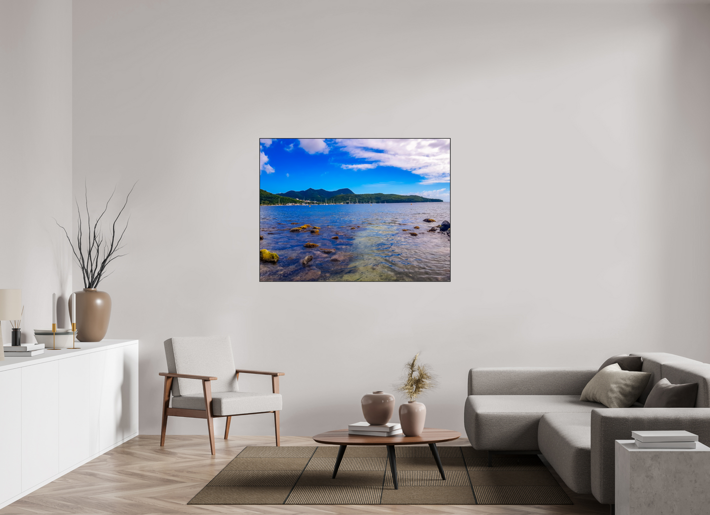 140 x 105 cm, 2. ArtBox bois Chêne noir Vue Idyllique des Caraïbes