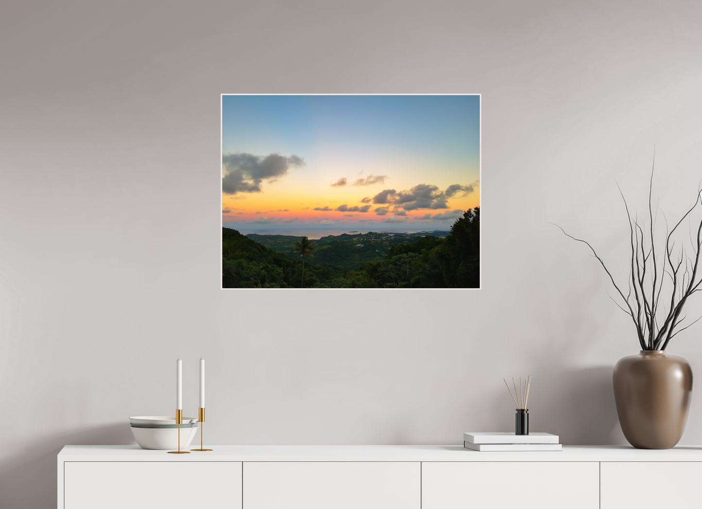 80 x 60 cm, 4. ArtBox bois Erable blanc Coucher de Soleil Tropical