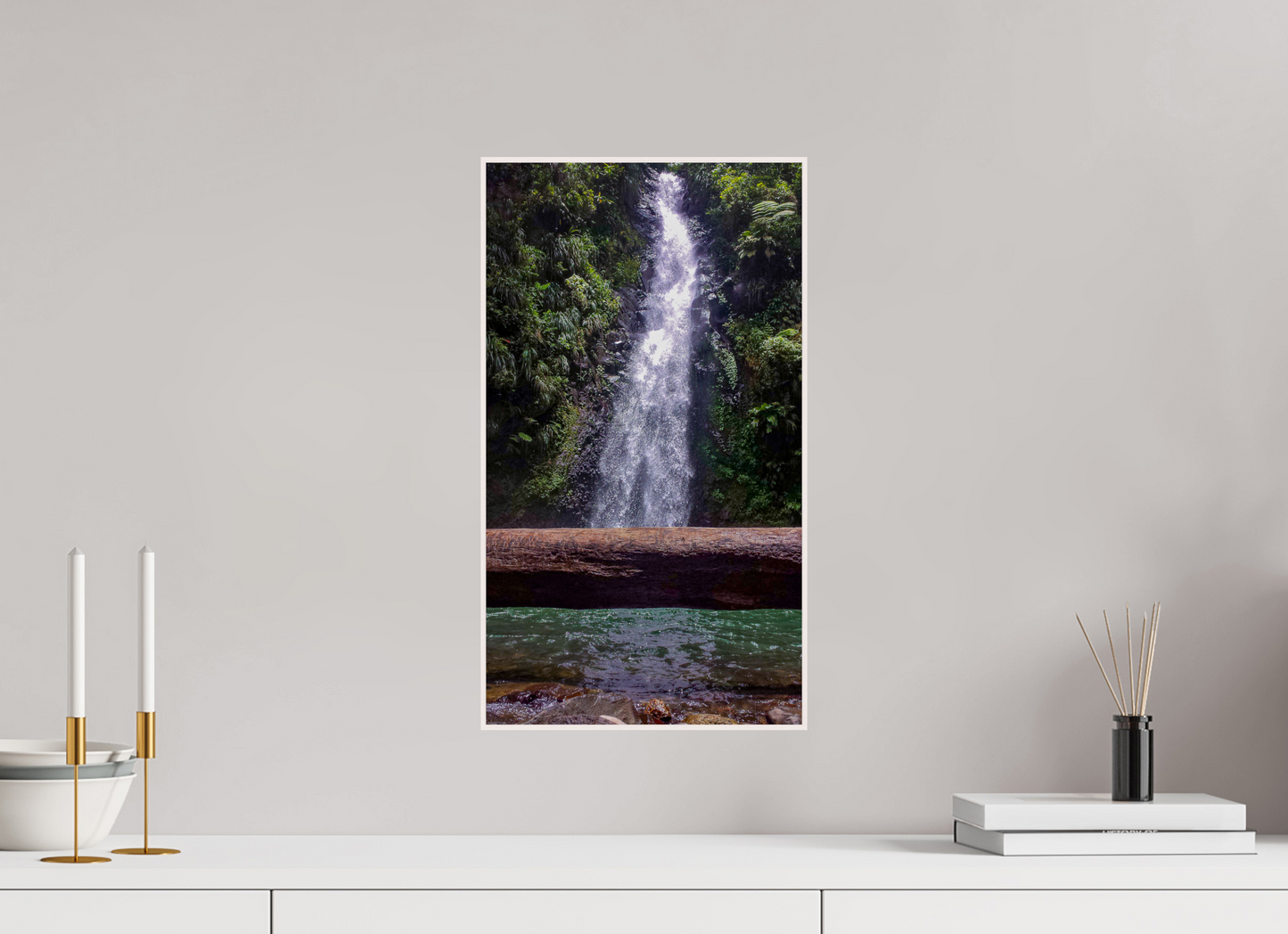 27 x 48 cm, 4. ArtBox bois Erable blanc Cascade d'Eau Vive en Forêt Tropicale
