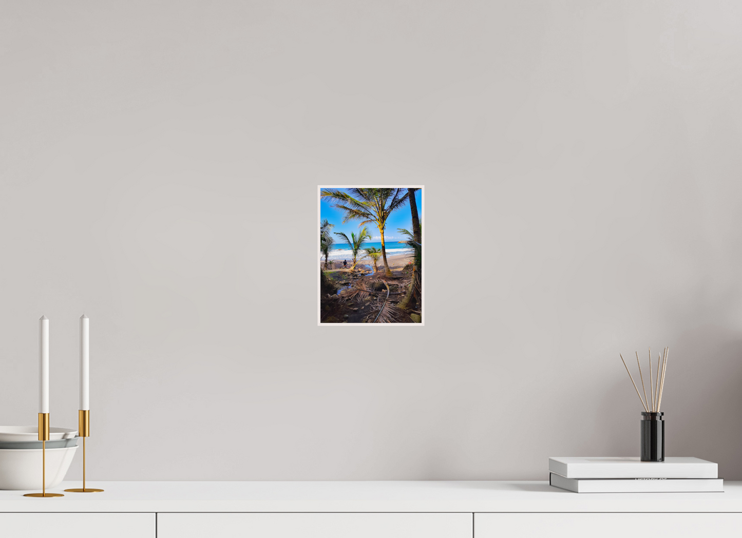 15 x 20 cm, 4. ArtBox bois Erable blanc Vue de la plage aux palmiers