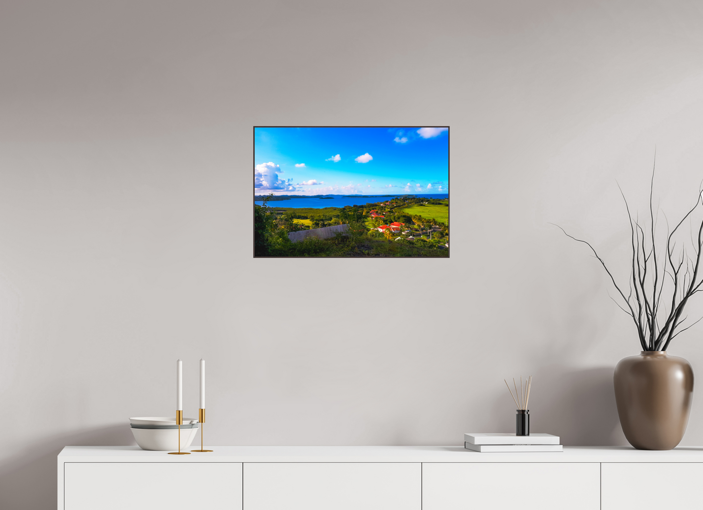 60 x 40 cm, ArtBox bois Aulne brun 3:2 Paysage Côtier Panoramique Tropical