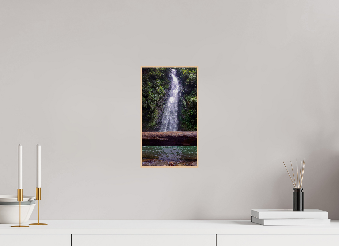 18 x 32 cm, 3. ArtBox bois Erable nature Cascade d'Eau Vive en Forêt Tropicale