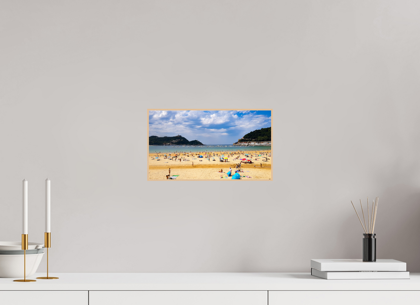 32 x 18 cm, 3. ArtBox bois Erable nature La plage de La Concha à Saint-Sébastien