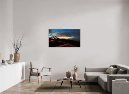 128 x 72 cm, ArtBox bois Aulne brun 16:9 Coucher de Soleil sur la Vallée
