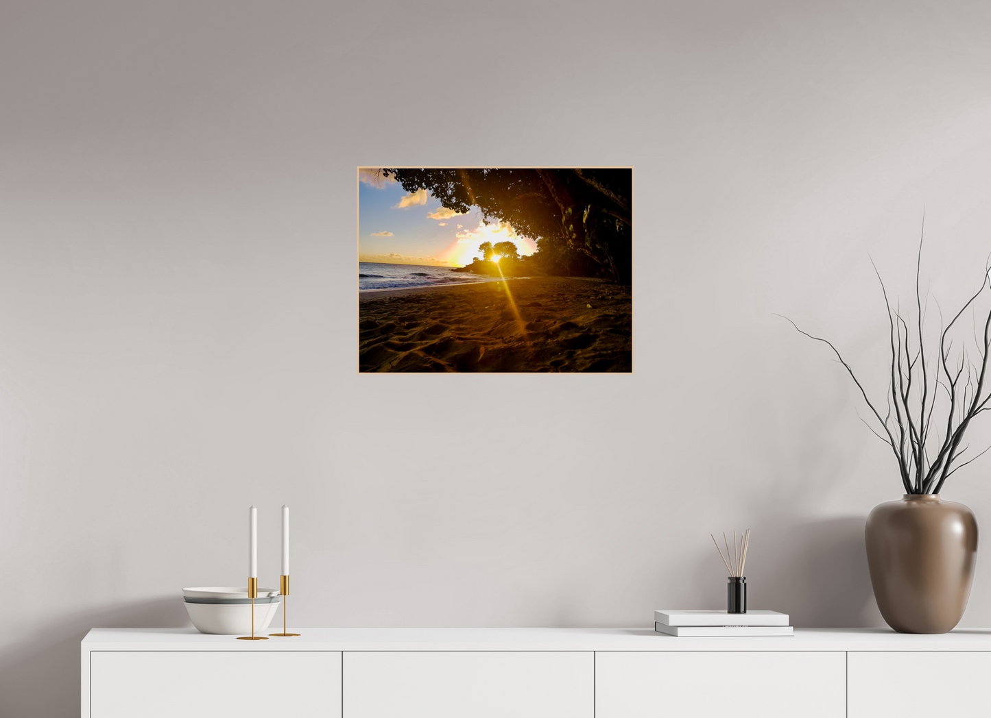 60 x 45 cm, 3. ArtBox bois Erable nature Coucher de Soleil Éclatant