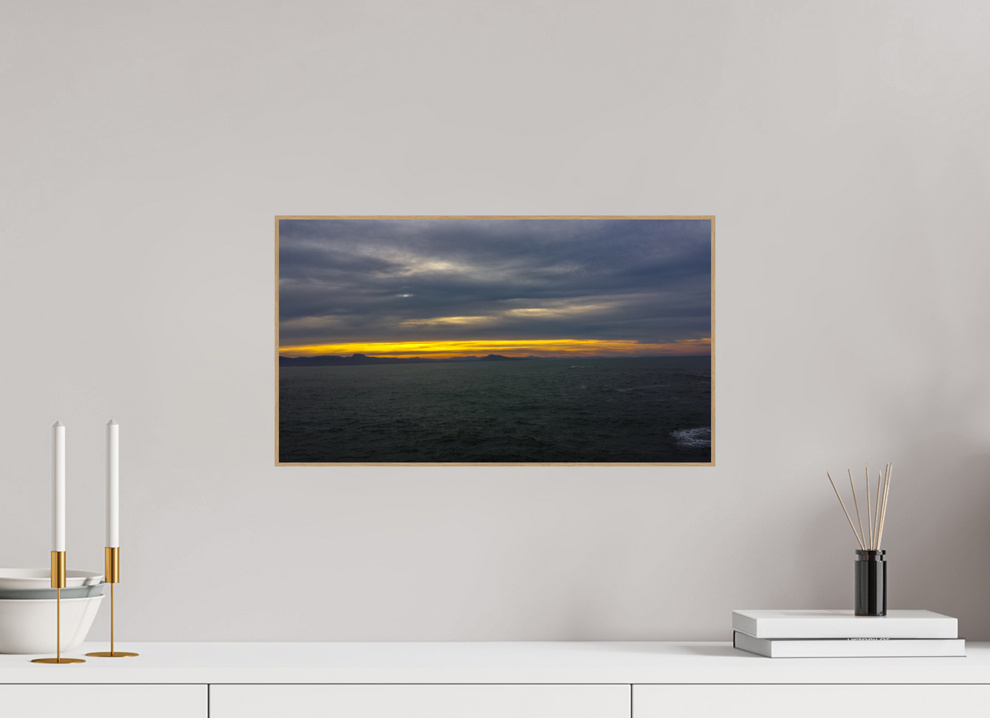 48 x 27 cm, 5. ArtBox bois Chêne nature Horizon sur l'Océan au Crépuscule