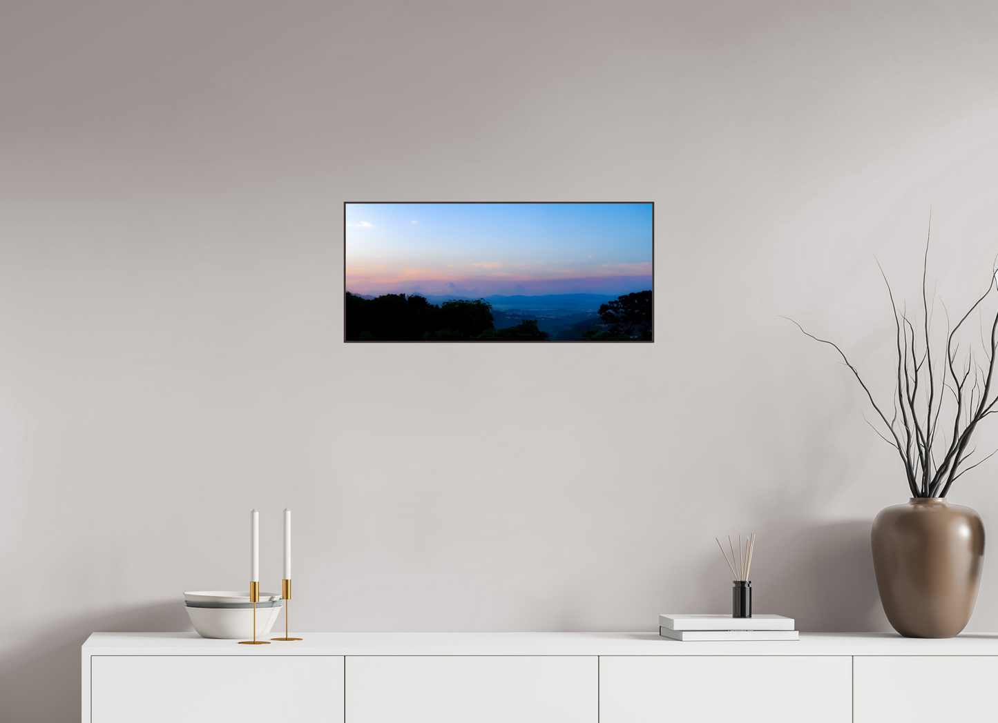 66,9 x 30 cm, ArtBox bois Aulne brun Coucher de soleil aux couleurs pastel