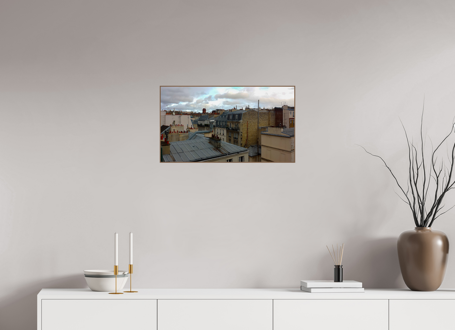 64 x 36 cm, 6. ArtBox bois Noyer Vue Panoramique des Toits de Paris