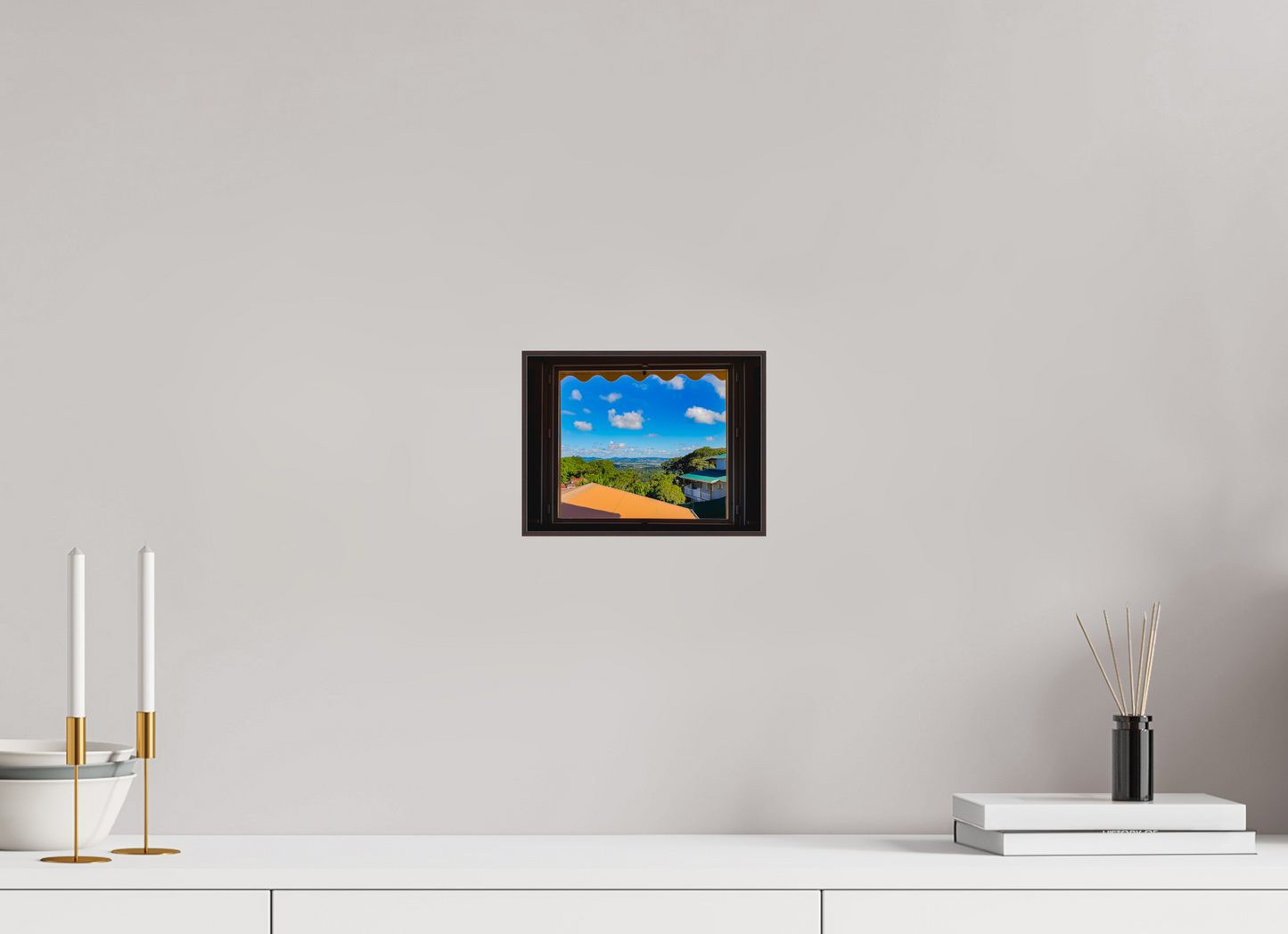 20 x 15 cm, Bois Aulne brun La Vue d'un Paysage