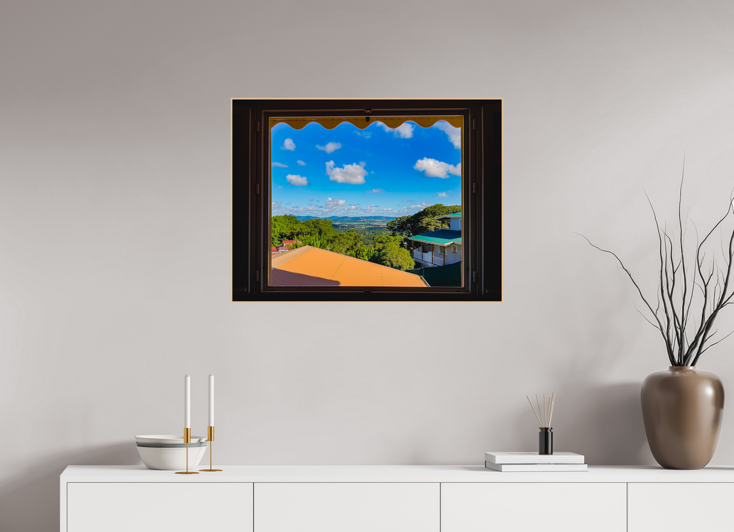 80 x 60 cm, Bois Erable nature La Vue d'un Paysage