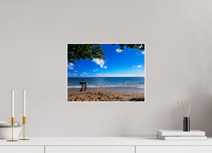 40 x 30 cm, 4. ArtBox bois Erable blanc Un Enfant Joue au Bord de la Plage